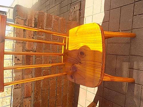 Old Wooden Pine Chair with Broad Seat