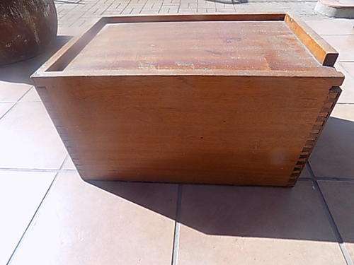 Vintage Medium Size Wooden Box with Sliding Lid - Collection Only