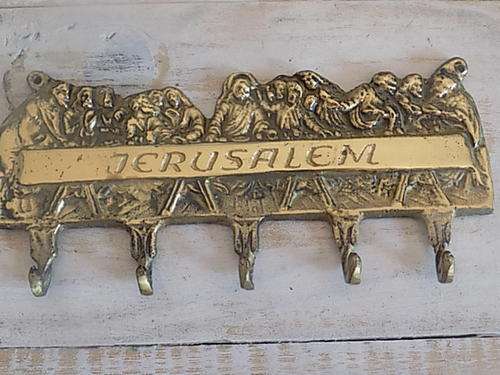 Small Brass Last Supper Jerusalem Key Holder