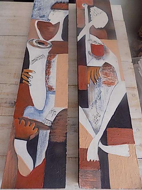 Set of Two Solid Block Frame Original Paintings