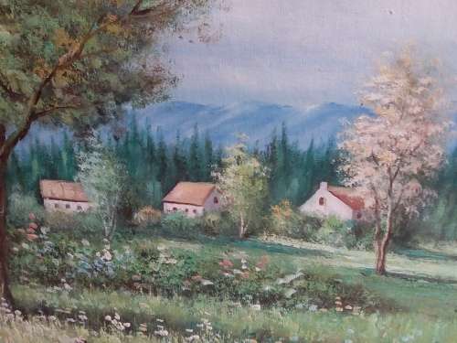 Large Oil Painting - Hidden Castel - Signed by Artist