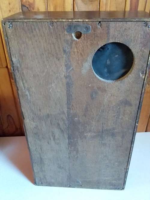 Vintage Pendulum Clock in Wood and Glass Cabinet