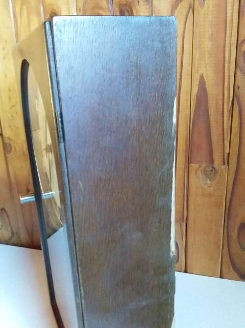 Vintage Pendulum Clock in Wood and Glass Cabinet