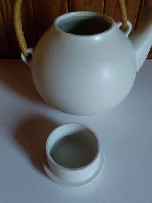 Vintage Solid Ceramic Pot with Woven Handle - Numbered