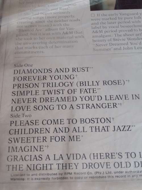 The Best of Joan Baez Vinyl LP 1978