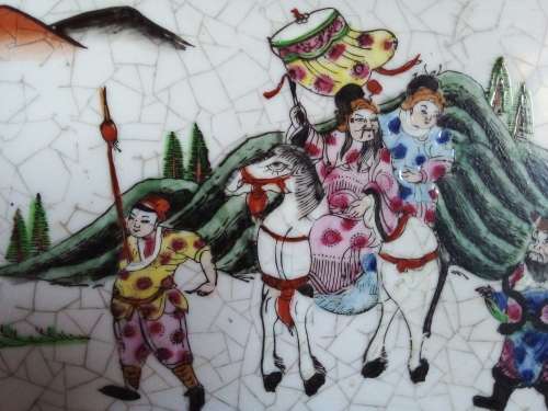 Vintage Framed Large Oriental Tile