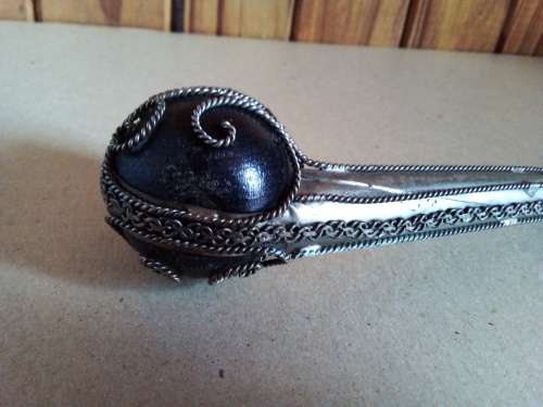 Decorative Long Metal Smoking Pipe with Wood Cup