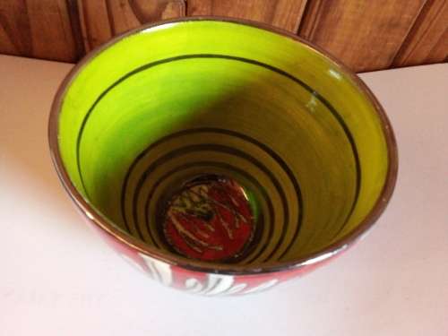 Glazed Designer Bowl with Images of Proteas - Signed and Dated