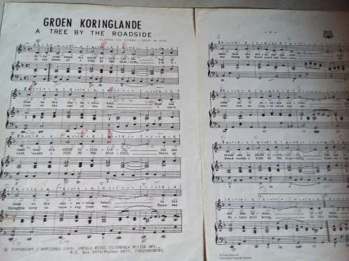 1968 Music Sheet - Groen Koringlande
