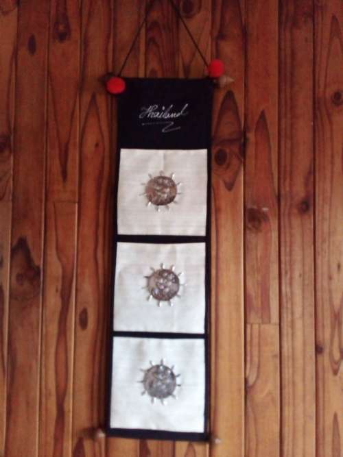 Thailand Wood, Canvass and Light Metal Souvenir Wall Hanging