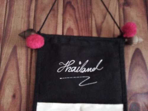 Thailand Wood, Canvass and Light Metal Souvenir Wall Hanging