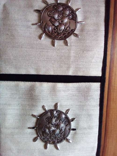 Thailand Wood, Canvass and Light Metal Souvenir Wall Hanging