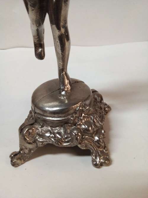 Vintage Solid Cast Metal Figurine Holding Frame