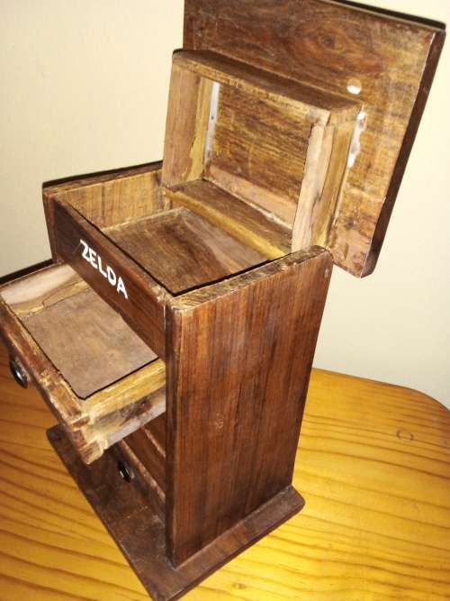 Genuine Wood Hand Carved Small Cabinet with Drawers