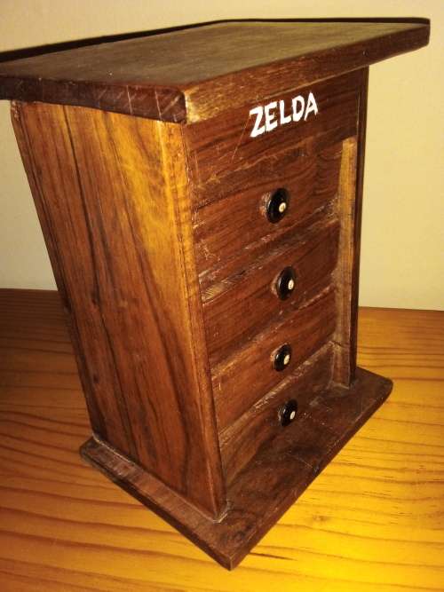Genuine Wood Hand Carved Small Cabinet with Drawers