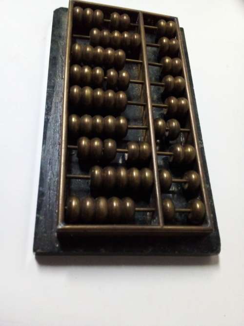 Solid Small Brass Vintage Counting Rack on Marble Base
