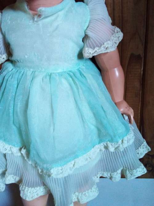 Old Vinyl Plastic Doll with Blue Eyes That Open and Close