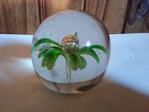 Small Solid Glass Paperweight with Inner Decoration
