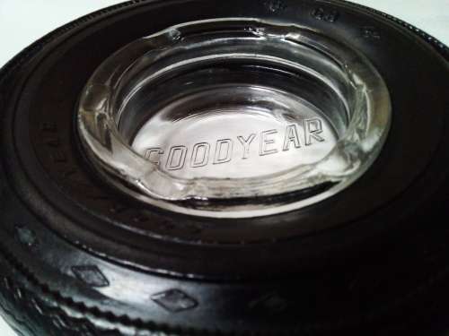 Good Year Glass Ashtray with Tyre Frame