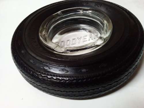 Good Year Glass Ashtray with Tyre Frame