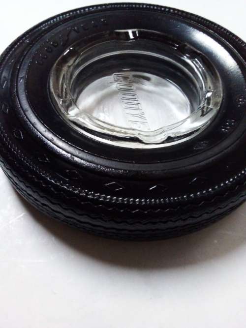 Good Year Glass Ashtray with Tyre Frame