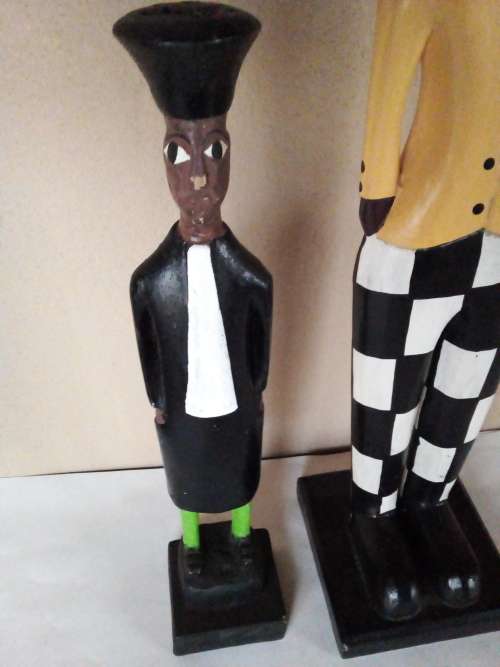 Two Wooden Colonial Style Figurines