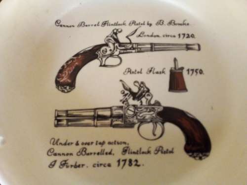 Vintage Ashtray with Imprint of Old Pistols