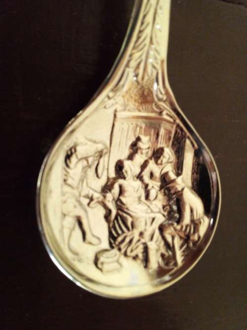 Light Metal Sugar Spoon with Raised Detail