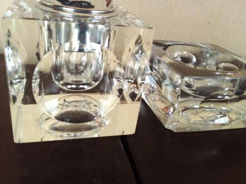 Solid Glass Lighter and Ashtray - Have Chips