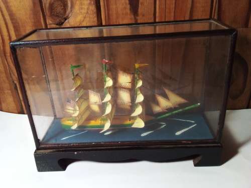 Small Display Case with Model Ship