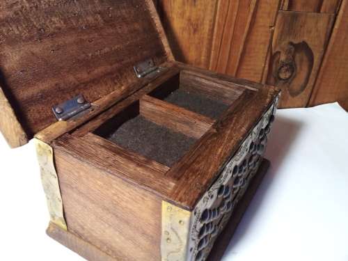 Solid Wooden Box wirh Studs & Metal Overlays