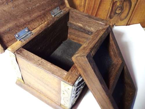 Solid Wooden Box wirh Studs & Metal Overlays