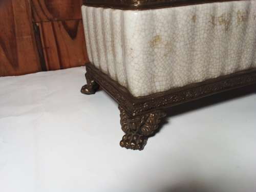 Vintage Solid Stoneware & Metal Decorative Container