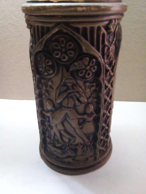 Vintage Candle with Three Panel Images of Victorian Court Jesters