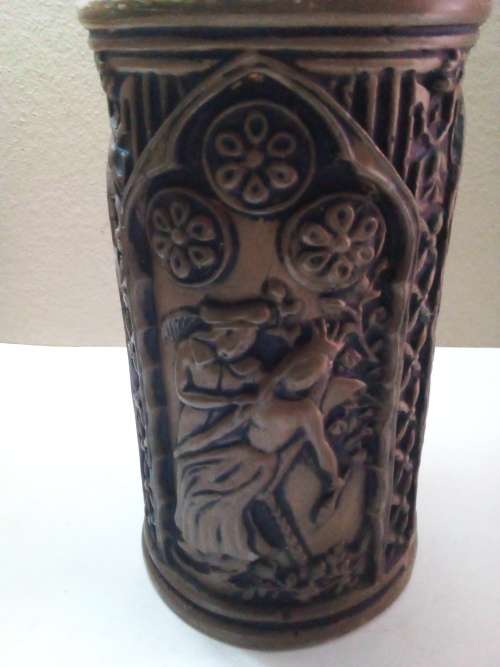 Vintage Candle with Three Panel Images of Victorian Court Jesters