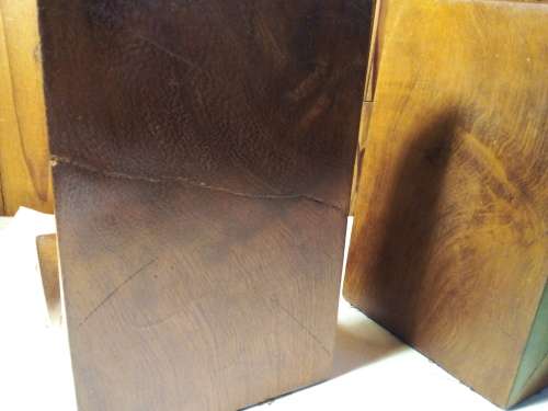 Vintage Pair of Solid & Heavy Wooden Bookends with Mineral Rocks