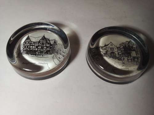 Two Glass Paperweights - Images of Shrewsbury