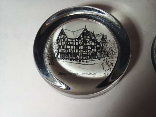 Two Glass Paperweights - Images of Shrewsbury