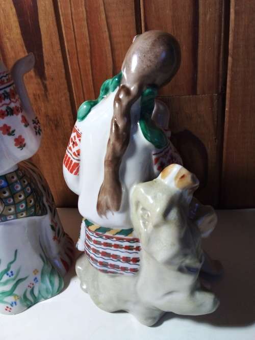 Pair of Ukranian Ladies Doing Needlework Figurines