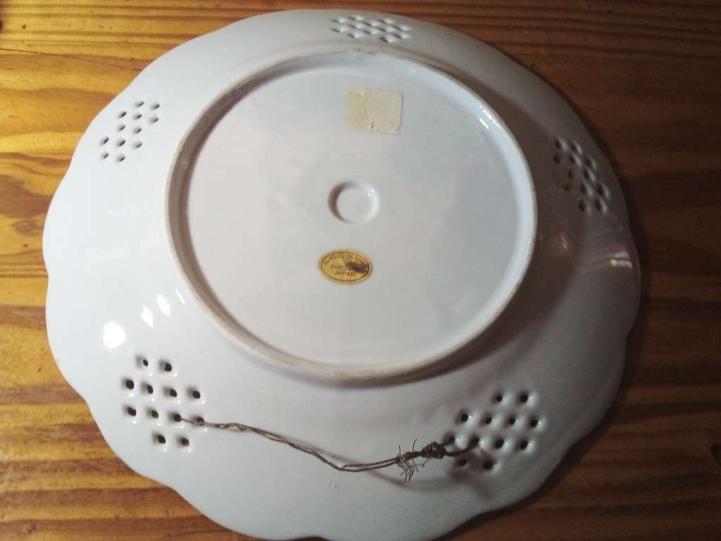 Japanese Bird & Floral Design Mother of Pearl Effect Plate