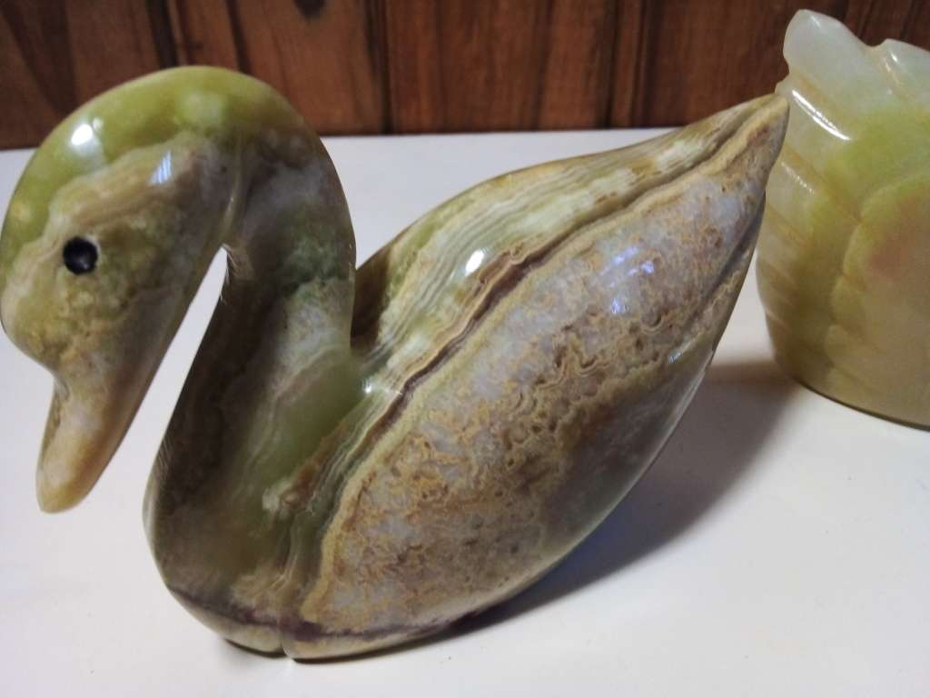 Pair of Stone Swan Figurines