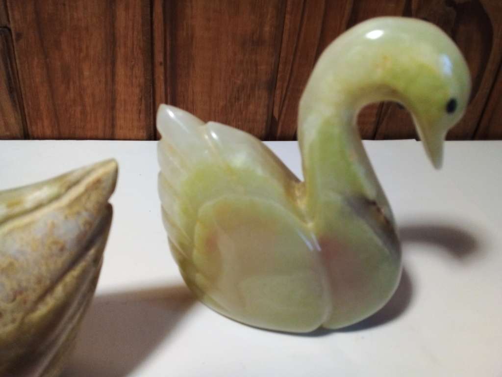Pair of Stone Swan Figurines