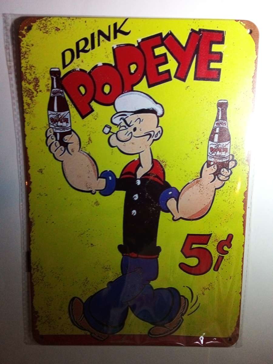 Tin Metal Drink Popeye Sign