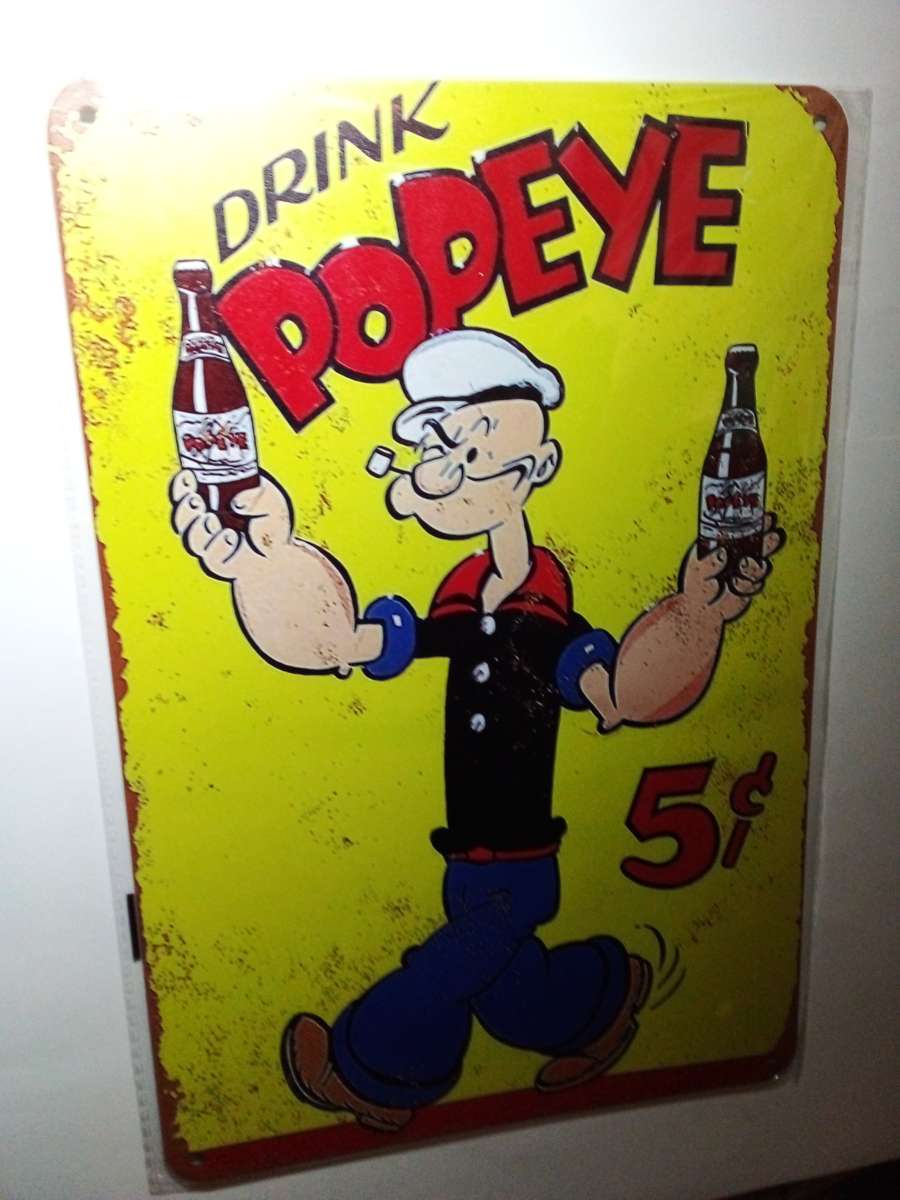 Tin Metal Drink Popeye Sign