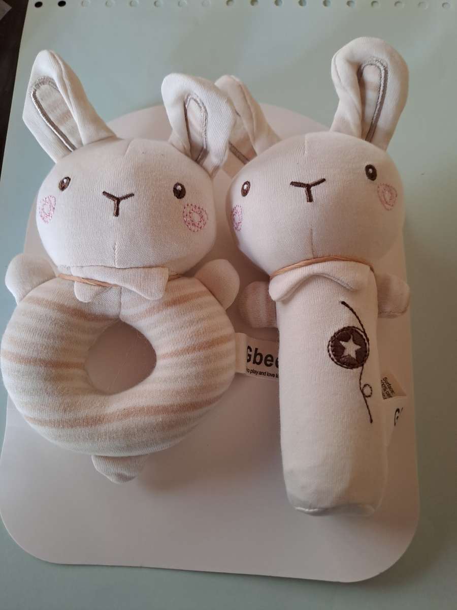 Set of Two Bunny Baby Rattles