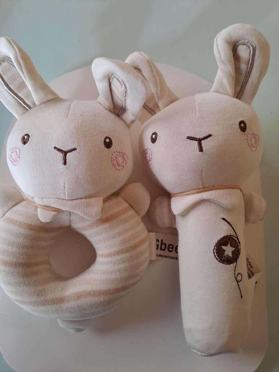 Set of Two Bunny Baby Rattles