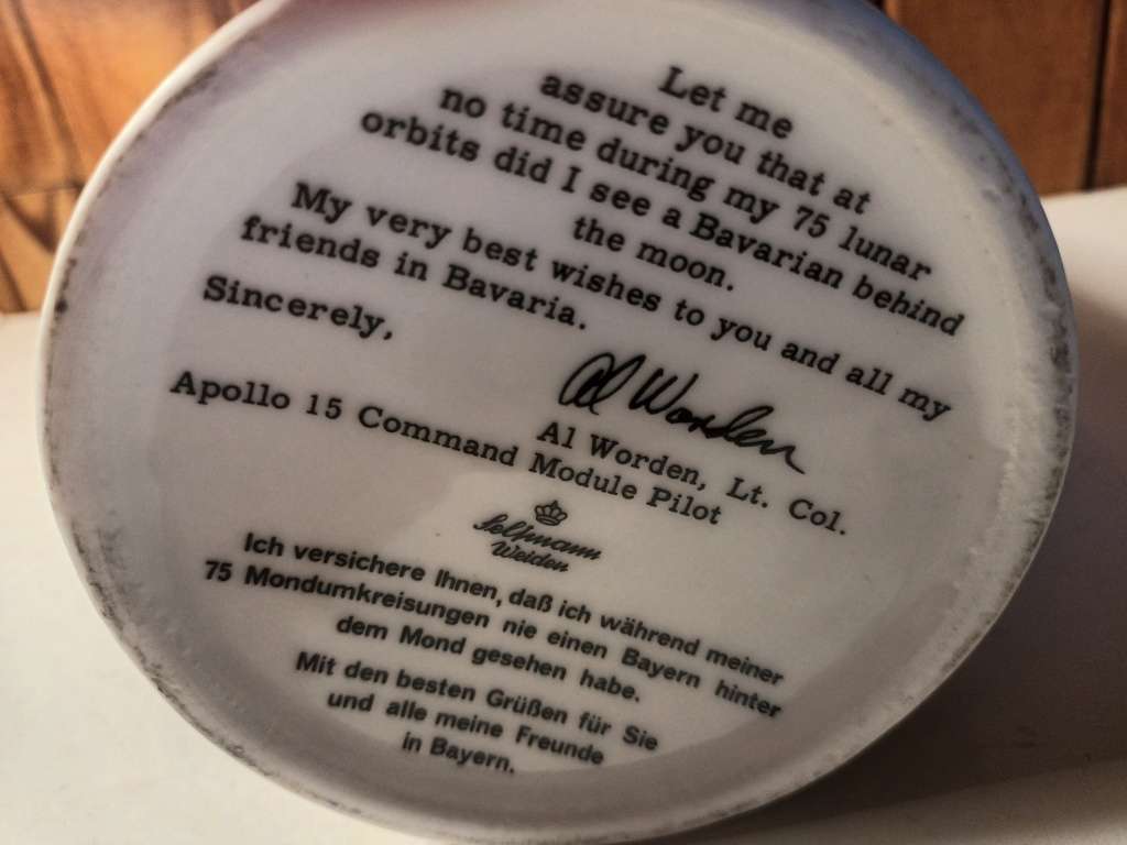 Vintage Tankard with Message from Apollo 15 Pilot