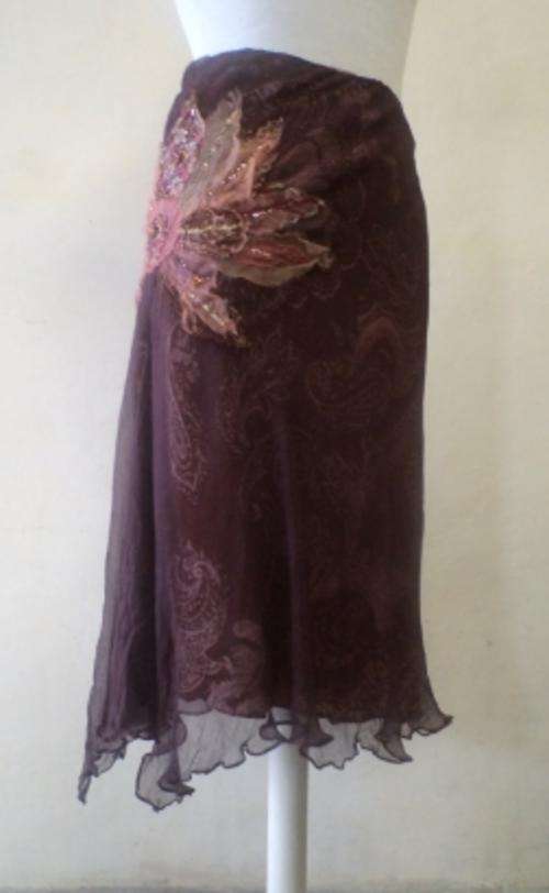 Unique Sequinned Brown chiffon Skirt.
