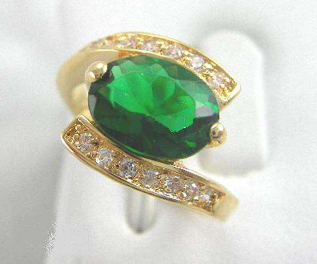 Free Shipping 3.1CT ELEGANT EMERALD 14KT YELLOW GOLD RING