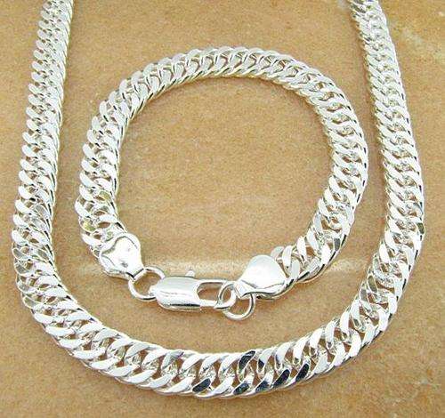 Free shipping 925 Silver Necklace&Bracelet Set.